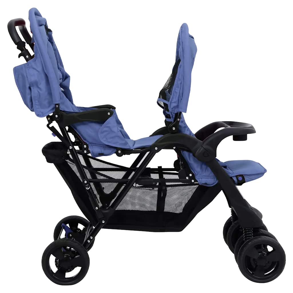 Passeggino Gemellare a tandem Blu Marino in Acciaio cod mxl 62740