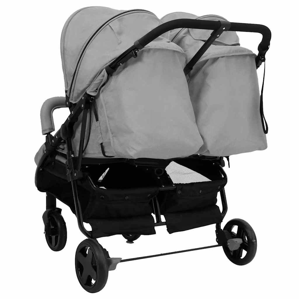Passeggino Gemellare Grigio Chiaro e Nero in Acciaio cod mxl 77492