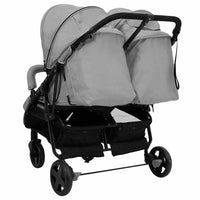 Passeggino Gemellare Grigio Chiaro e Nero in Acciaio cod mxl 77492
