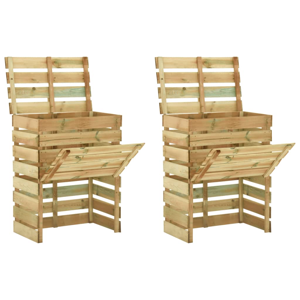 Compostiera da Giardino a Doghe 2pz 80x50x100cm Pino Impregnato cod mxl 50172