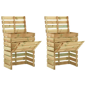 Compostiera da Giardino a Doghe 2pz 80x50x100cm Pino Impregnato cod mxl 50172