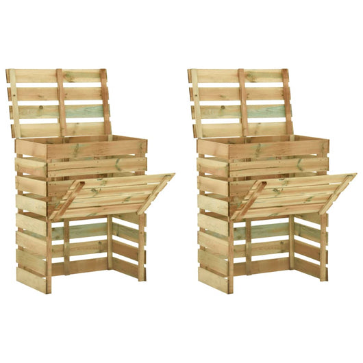 Compostiera da Giardino a Doghe 2pz 80x50x100cm Pino Impregnato cod mxl 50172