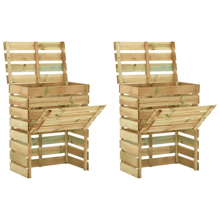 Compostiera da Giardino a Doghe 2pz 80x50x100cm Pino Impregnato cod mxl 50172