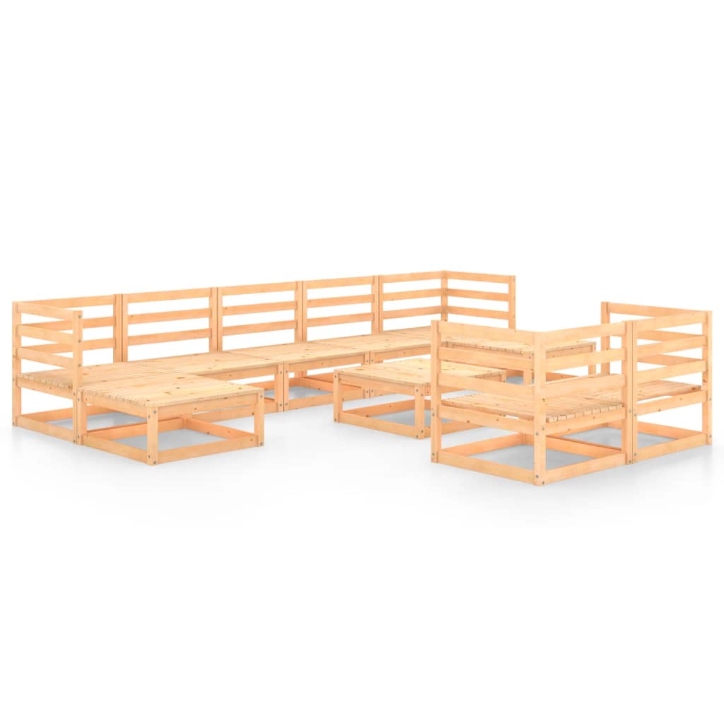 Set Divani da Giardino 10 pz in Legno Massello di Pino cod mxl 41383