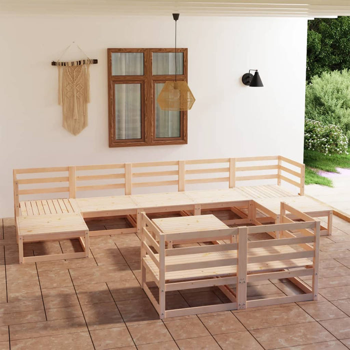 Set Divani da Giardino 10 pz in Legno Massello di Pino cod mxl 41383