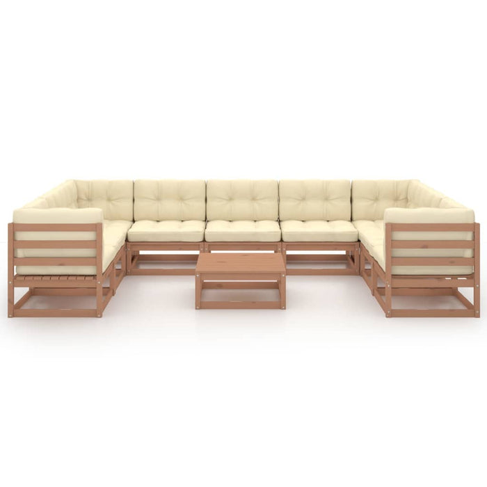 Set Salotto Giardino e Cuscini 10 pz Legno Massello Pino Ambra 3078147