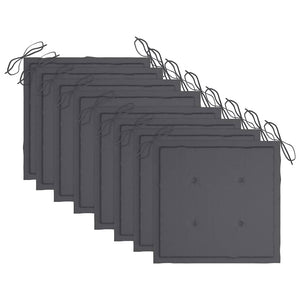 Sedie da Giardino con Cuscini 8 pz in Massello di Acacia Grigie cod mxl 23648