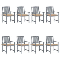 Sedie da Giardino con Cuscini 8 pz in Massello di Acacia Grigie cod mxl 8529