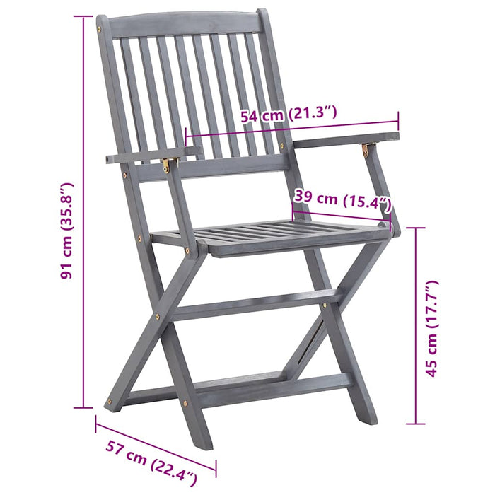 Sedie da Giardino Pieghevoli 8 pz con Cuscini Massello Acacia 3078262