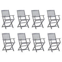 Sedie da Giardino Pieghevoli 8 pz con Cuscini Massello Acacia 3078263