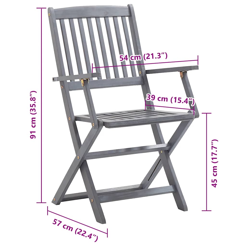 Sedie da Giardino Pieghevoli 8 pz con Cuscini Massello Acacia 3078265