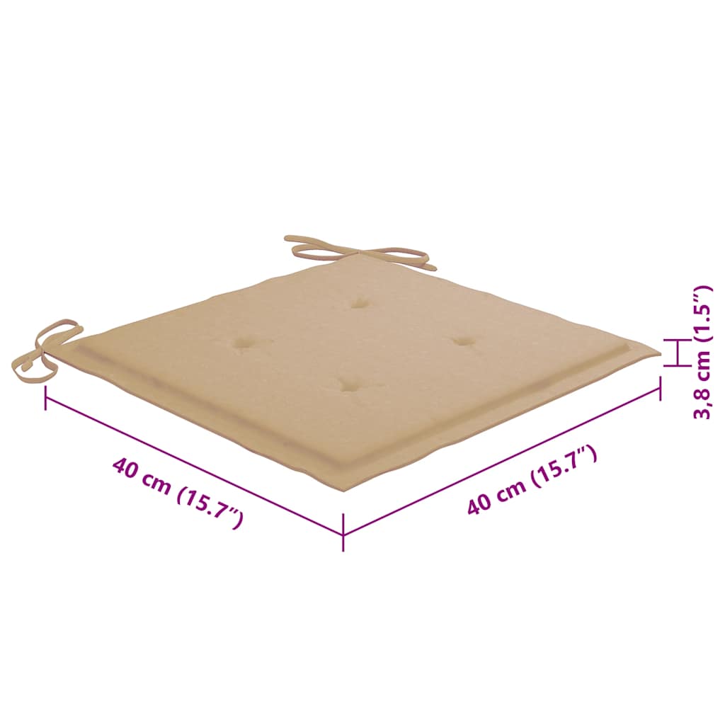 Sedie da Giardino Pieghevoli 8 pz con Cuscini Massello Acacia 3078265