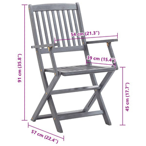 Sedie da Giardino Pieghevoli 8 pz con Cuscini Massello Acacia 3078268