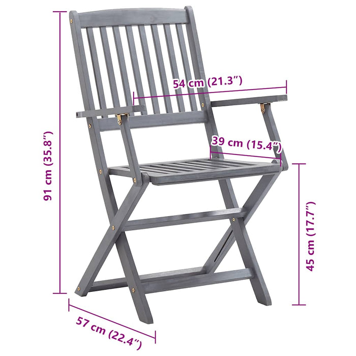 Sedie da Giardino Pieghevoli 8 pz con Cuscini Massello Acacia 3078268