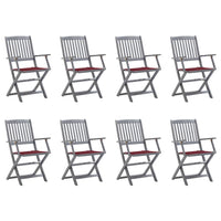 Sedie da Giardino Pieghevoli 8 pz con Cuscini Massello Acacia cod mxl 72238