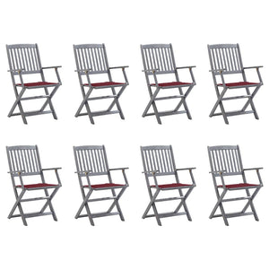 Sedie da Giardino Pieghevoli 8 pz con Cuscini Massello Acacia cod mxl 72238