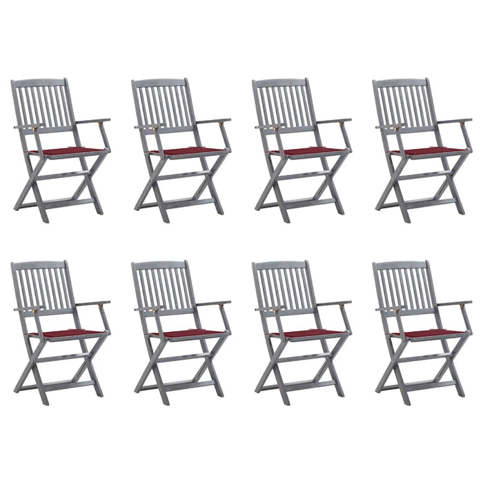 Sedie da Giardino Pieghevoli 8 pz con Cuscini Massello Acacia cod mxl 72238