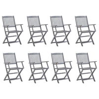 Sedie da Giardino Pieghevoli 8 pz con Cuscini Massello Acacia 3078273