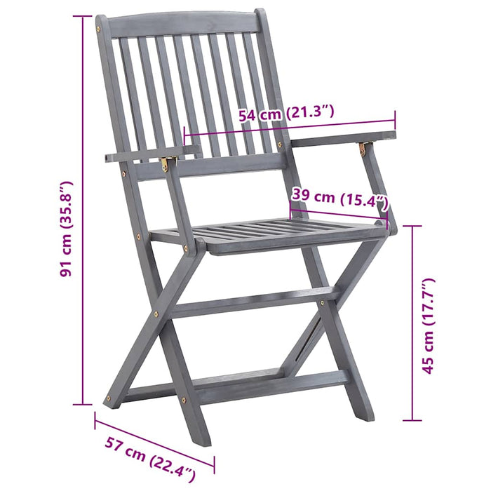 Sedie da Giardino Pieghevoli 8 pz con Cuscini Massello Acacia 3078273