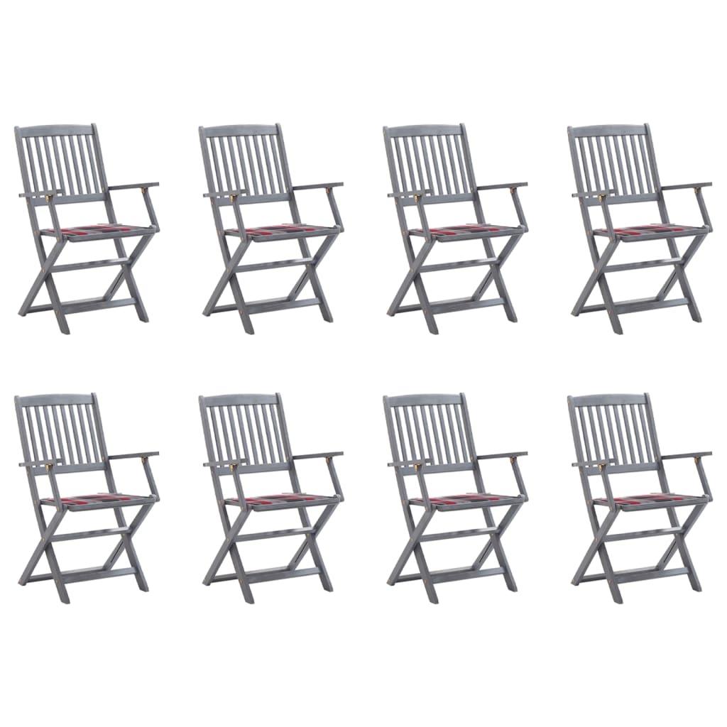 Sedie da Giardino Pieghevoli 8 pz con Cuscini Massello Acaciacod mxl 117718