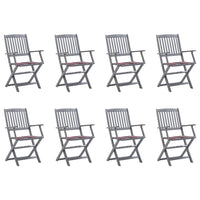 Sedie da Giardino Pieghevoli 8 pz con Cuscini Massello Acaciacod mxl 117718