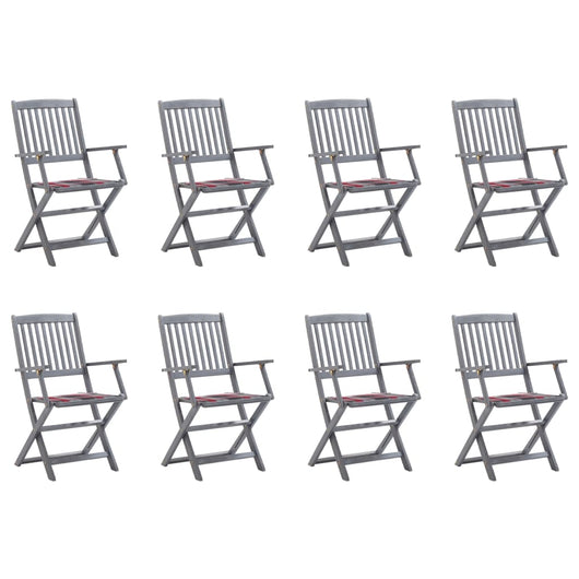Sedie da Giardino Pieghevoli 8 pz con Cuscini Massello Acaciacod mxl 117718