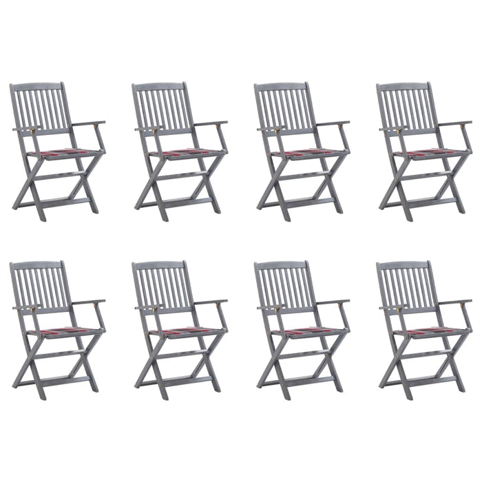Sedie da Giardino Pieghevoli 8 pz con Cuscini Massello Acaciacod mxl 117718