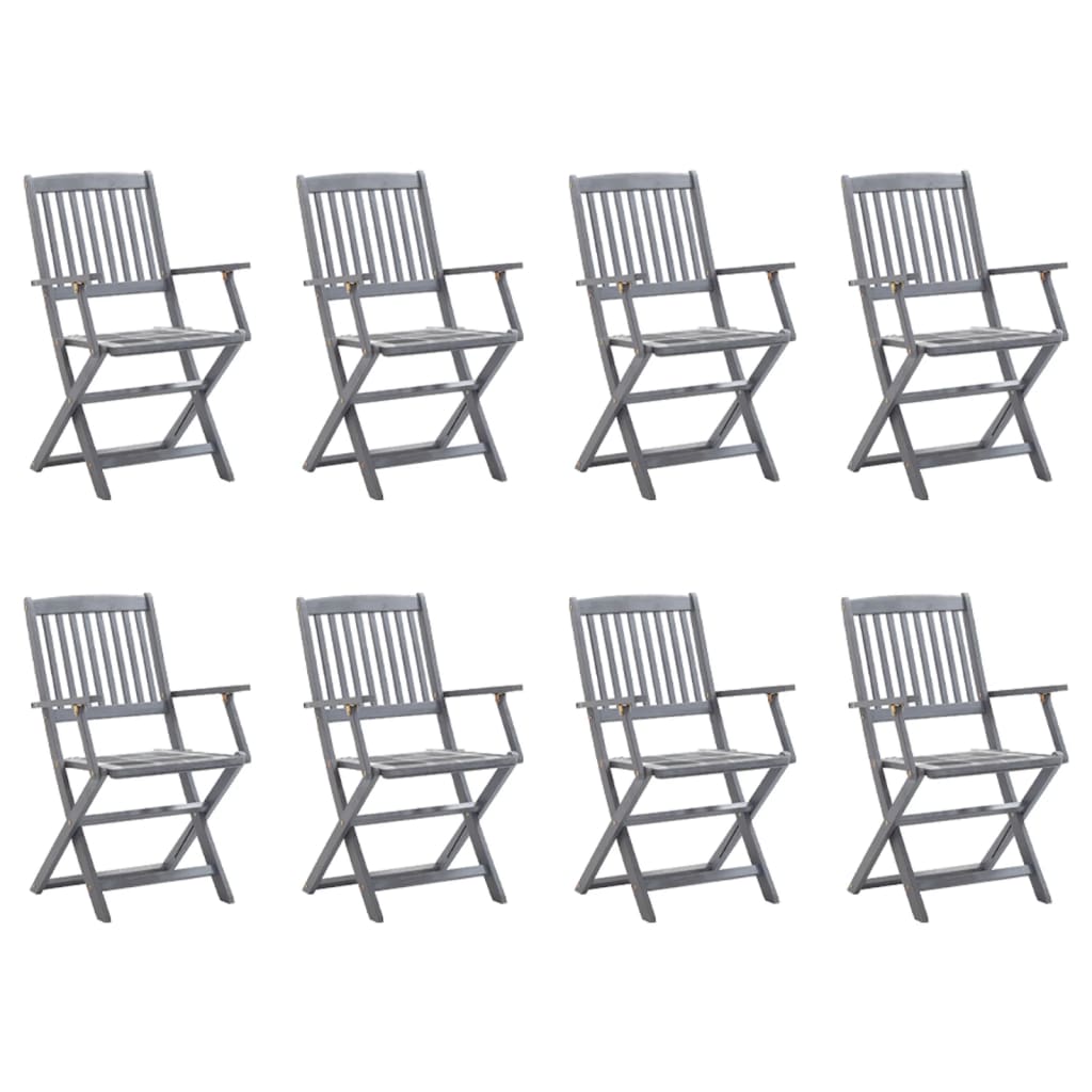 Sedie da Giardino Pieghevoli 8 pz con Cuscini Massello Acacia
