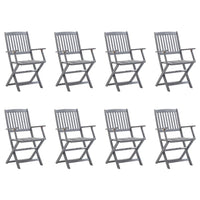Sedie da Giardino Pieghevoli 8 pz con Cuscini Massello Acacia