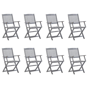 Sedie da Giardino Pieghevoli 8 pz con Cuscini Massello Acacia