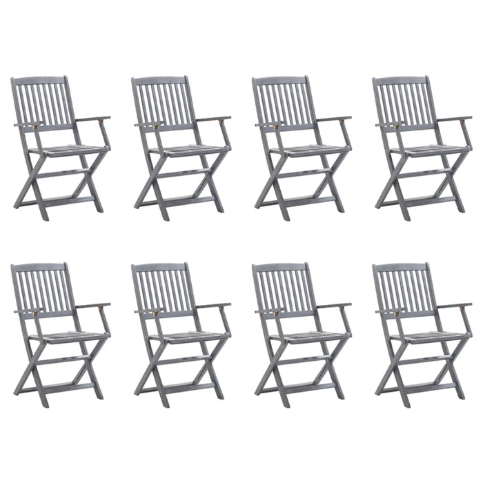 Sedie da Giardino Pieghevoli 8 pz con Cuscini Massello Acacia