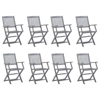 Sedie da Giardino Pieghevoli 8 pz con Cuscini Massello Acacia 3078279
