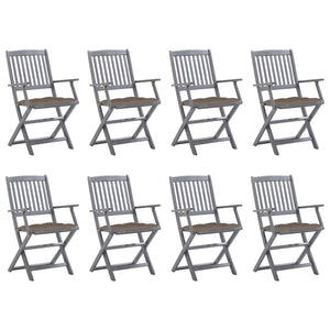 Sedie da Giardino Pieghevoli 8 pz con Cuscini Massello Acacia cod mxl 8544