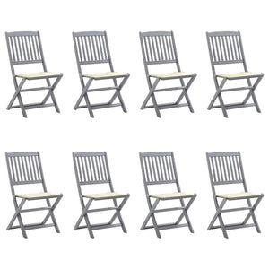 Sedie da Giardino Pieghevoli 8 pz con Cuscini Massello Acacia cod mxl 8552