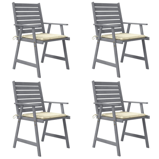 Sedie Pranzo per Esterni con Cuscini 4 pz Legno Massello Acacia 3078406
