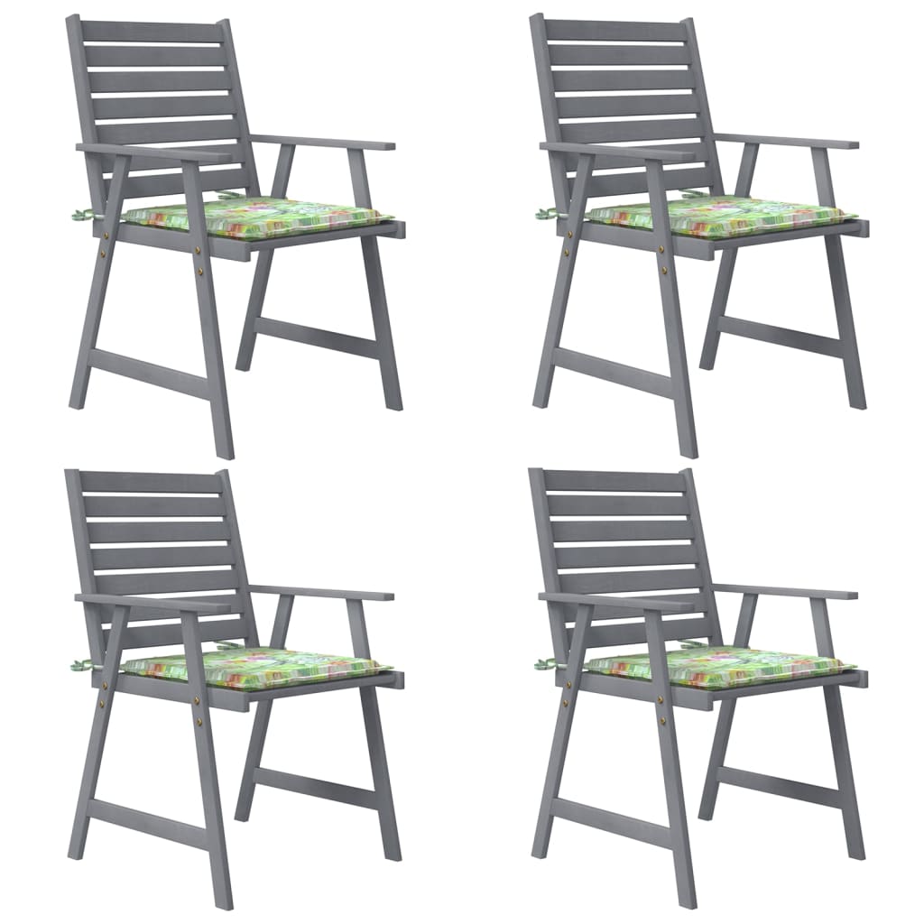 Sedie Pranzo per Esterni con Cuscini 4 pz Legno Massello Acacia 3078416