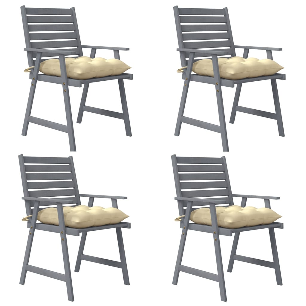 Sedie Pranzo per Esterni con Cuscini 4 pz Legno Massello Acacia 3078421