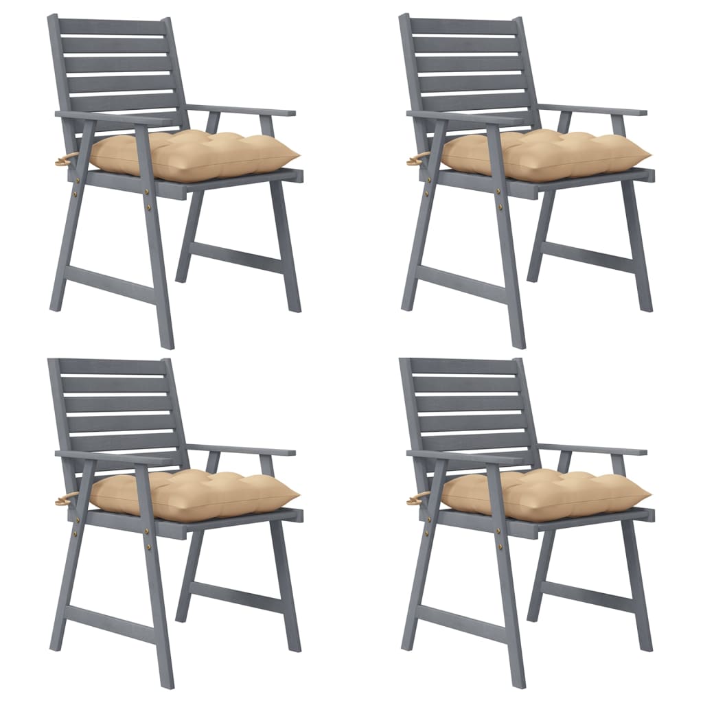 Sedie Pranzo per Esterni con Cuscini 4 pz Legno Massello Acacia 3078422