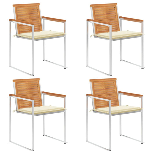 Sedie da Giardino con Cuscini 4 pz in Legno Massello di Acacia cod mxl 72250