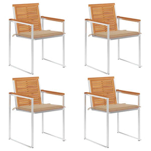 Sedie da Giardino con Cuscini 4 pz in Legno Massello di Acacia cod mxl 76275