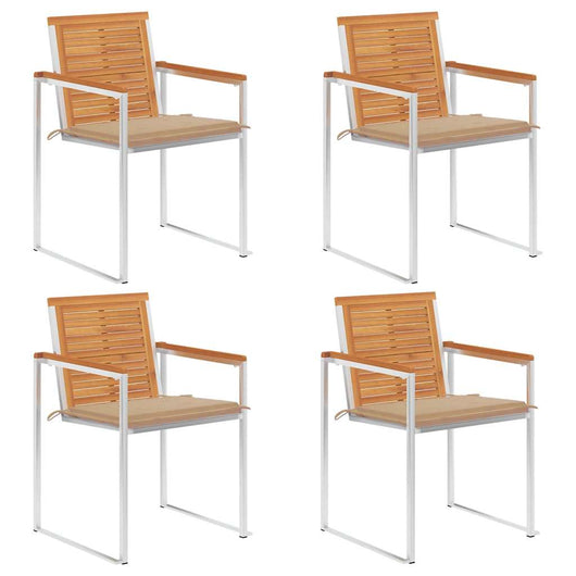 Sedie da Giardino con Cuscini 4 pz in Legno Massello di Acacia cod mxl 76275
