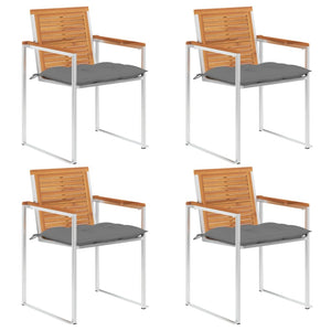 Sedie da Giardino con Cuscini 4 pz in Legno Massello di Acacia cod mxl 72251