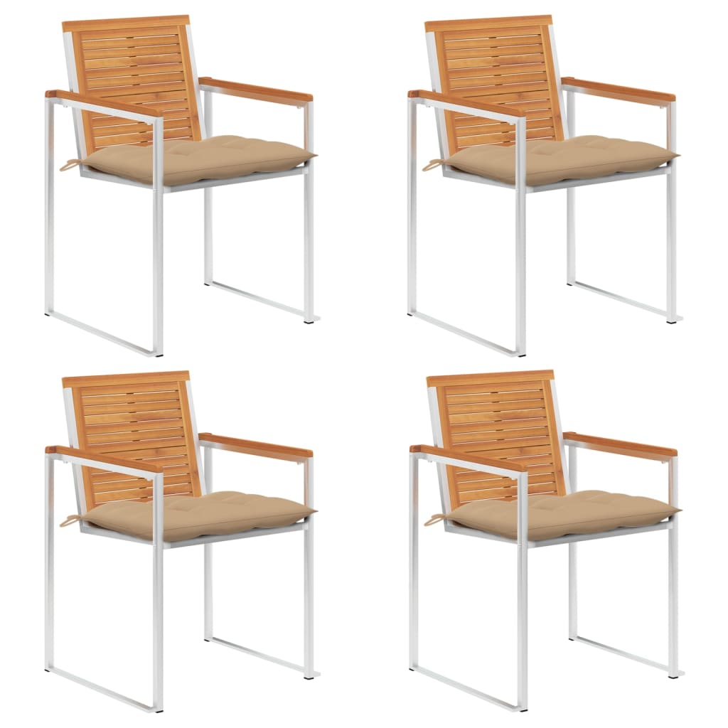 Sedie da Giardino con Cuscini 4 pz in Legno Massello di Acacia cod mxl 72249