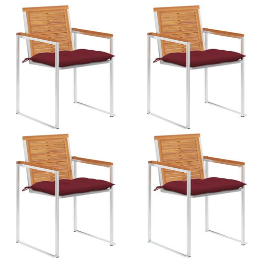 Sedie da Giardino con Cuscini 4 pz in Legno Massello di Acacia cod mxl 76282