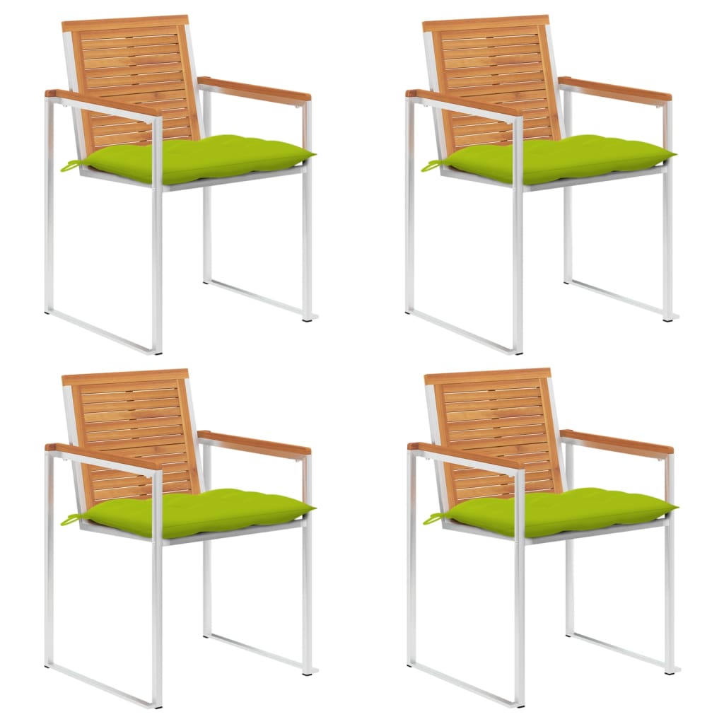 Sedie da Giardino con Cuscini 4 pz in Legno Massello di Acacia cod mxl 72256