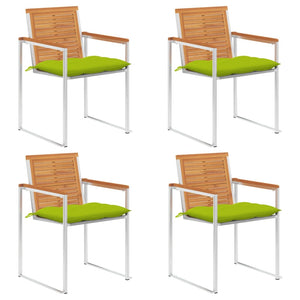Sedie da Giardino con Cuscini 4 pz in Legno Massello di Acacia cod mxl 72256