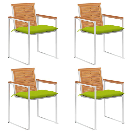 Sedie da Giardino con Cuscini 4 pz in Legno Massello di Acacia cod mxl 72256