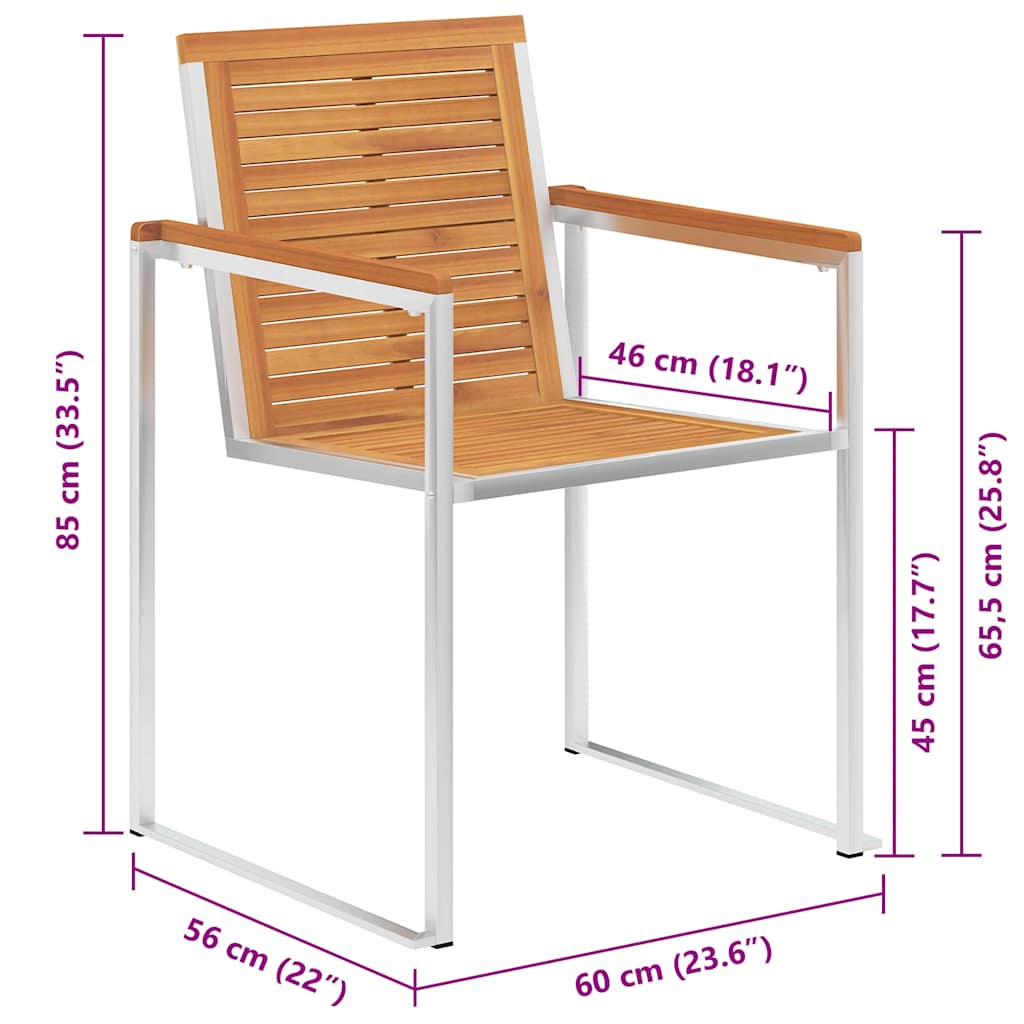Sedie da Giardino con Cuscini 6 pz in Legno Massello di Acacia 3078500