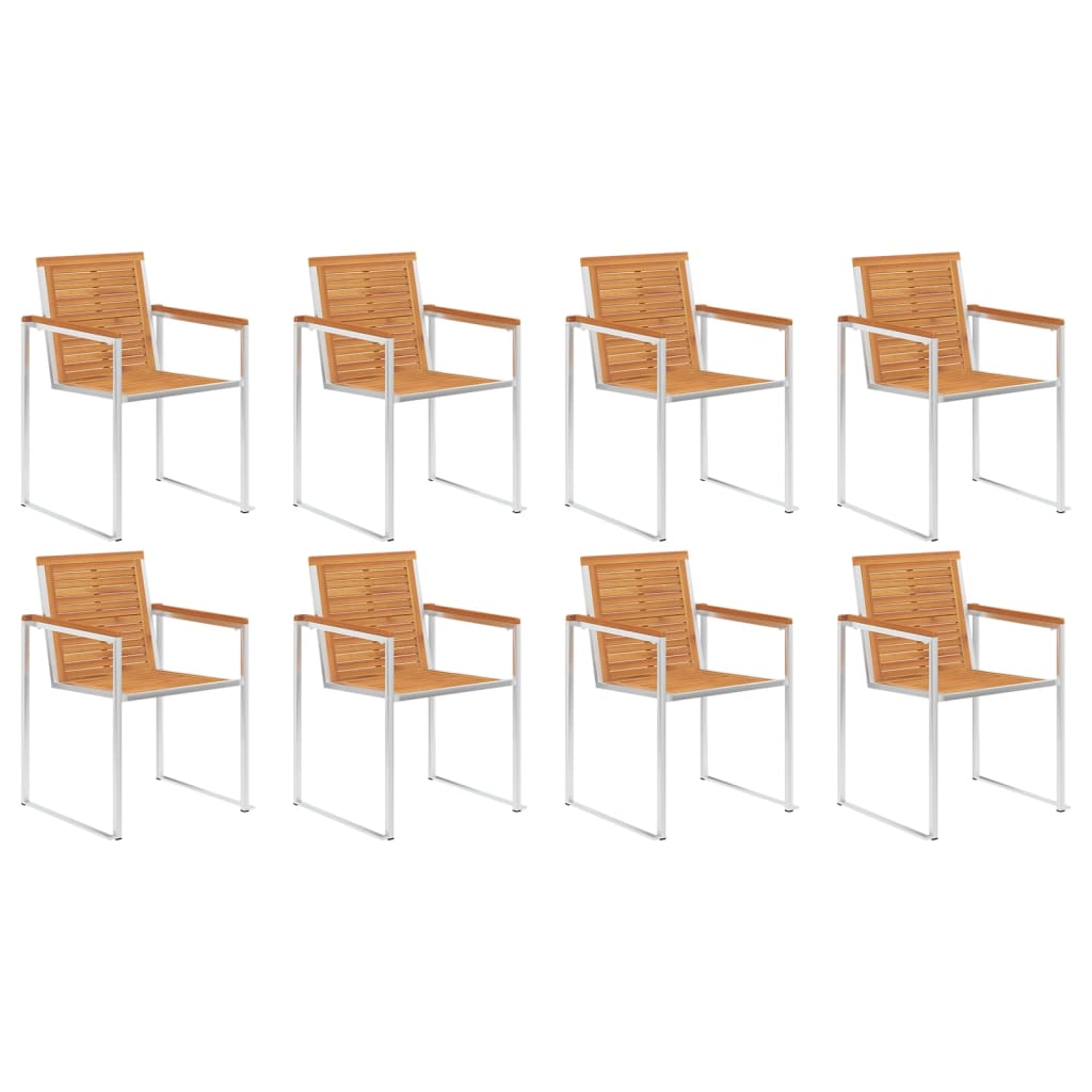 Sedie da Giardino con Cuscini 8 pz in Legno Massello di Acacia cod mxl 72269