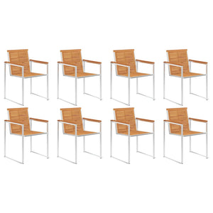 Sedie da Giardino con Cuscini 8 pz in Legno Massello di Acacia cod mxl 72269